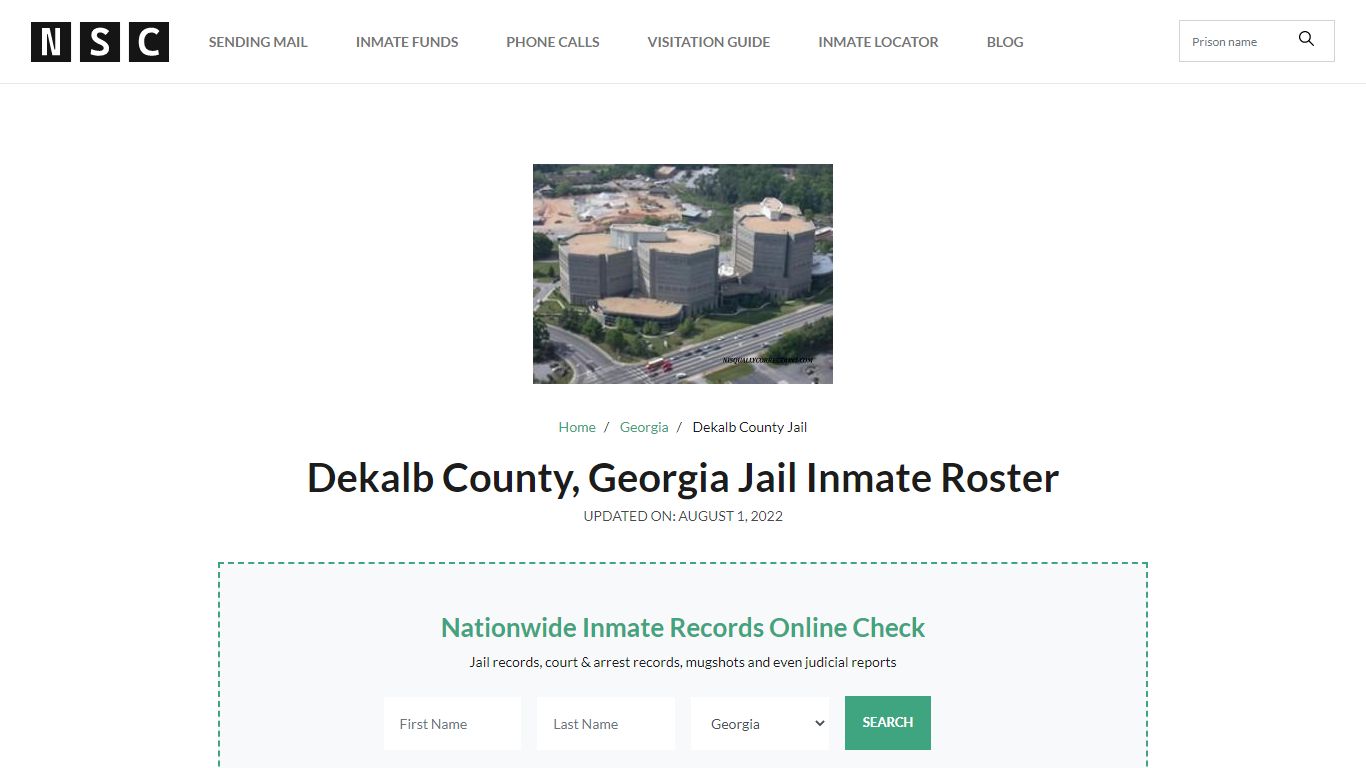 Dekalb County, Georgia Jail Inmate Roster